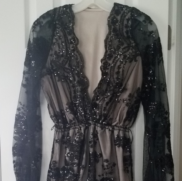 Black lace/sequins romper - Picture 1 of 3